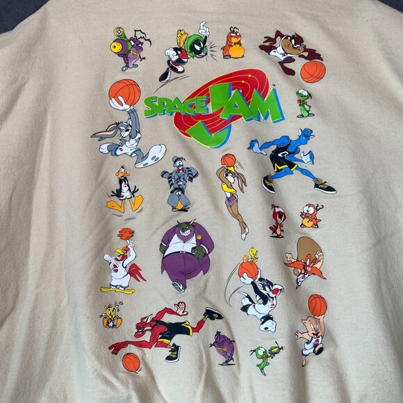 Space Jam Beige Hoodie Front & Back Graphics Large Size Cotton/Poly Blend Unisex - Picture 7 of 11
